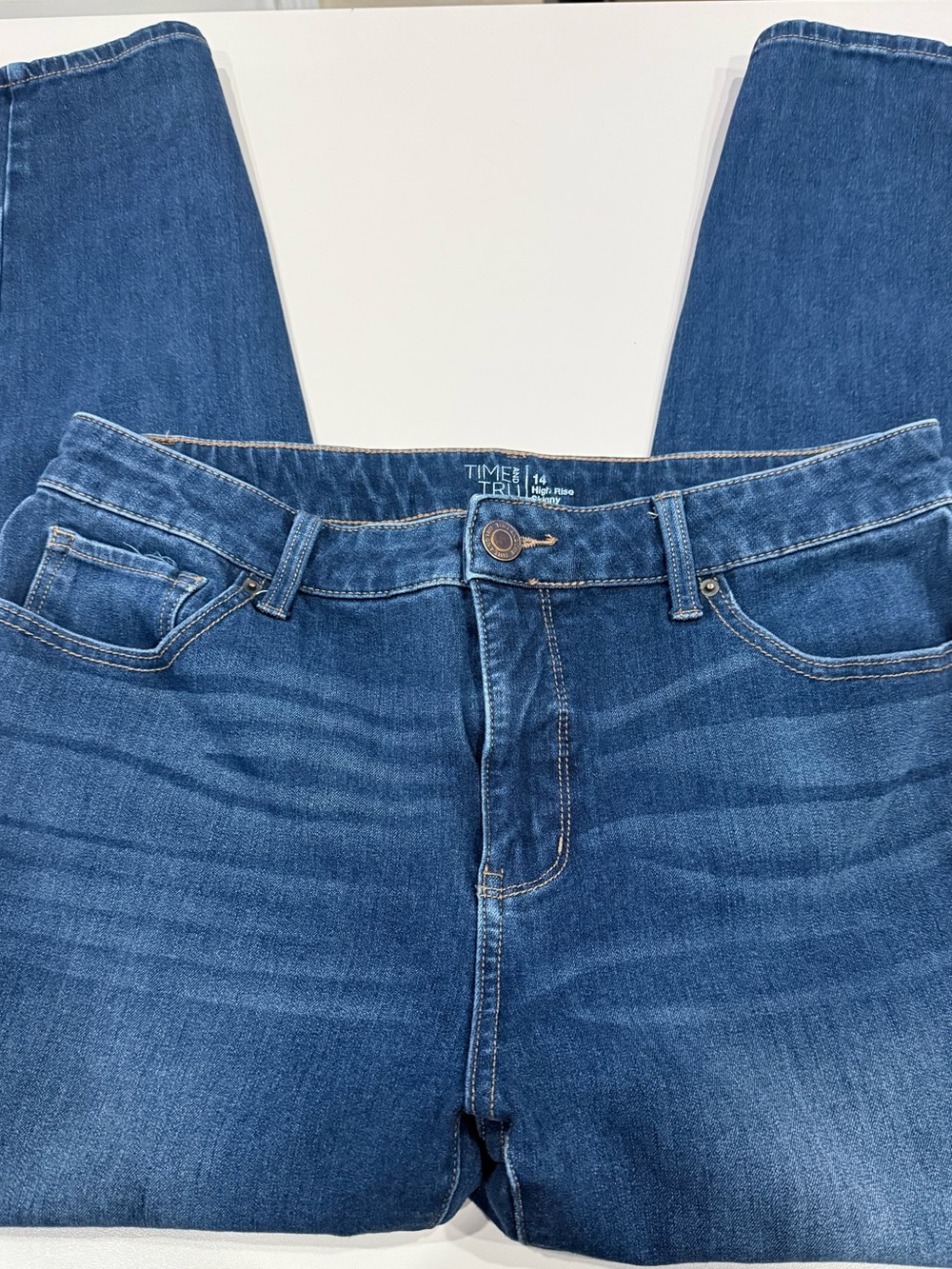 Time and Tru Medium Wash High Rise Skinny Jeans Size 14